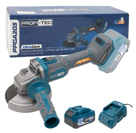 Акумуляторна кутова шліфувальна машина PROFI-TEC PPGA203